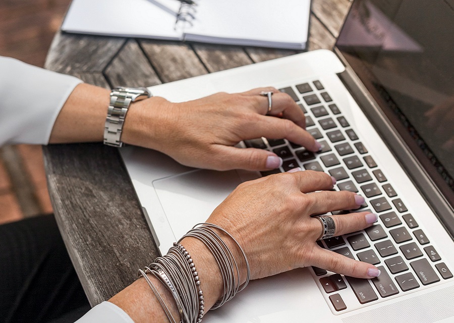 woman working on laptop