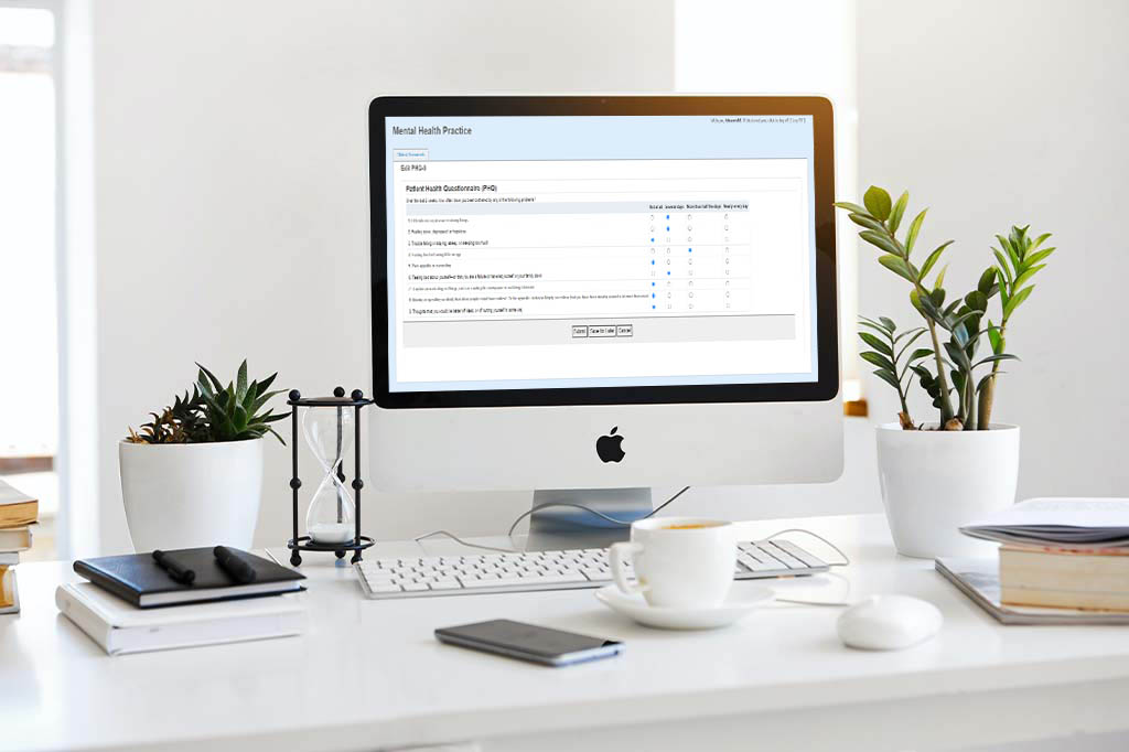 intake form on desktop computer screen
